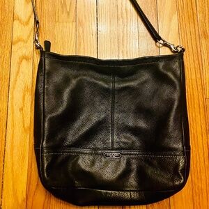 COACH Park Black Pebbled Leather Hobo Bag